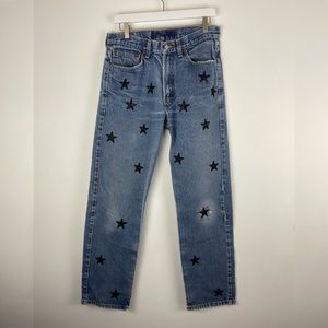 VTG Levi’s 505 High Rise Chemist Star Print Jeans